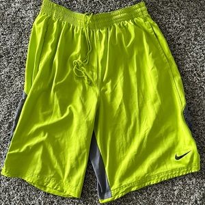 Nike dri fit basketball shorts gray and lime green mens size 2xl